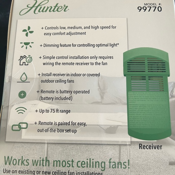 Hunter Ceiling Fan Remote Control/model 99770/nib - Picture 6 of 7